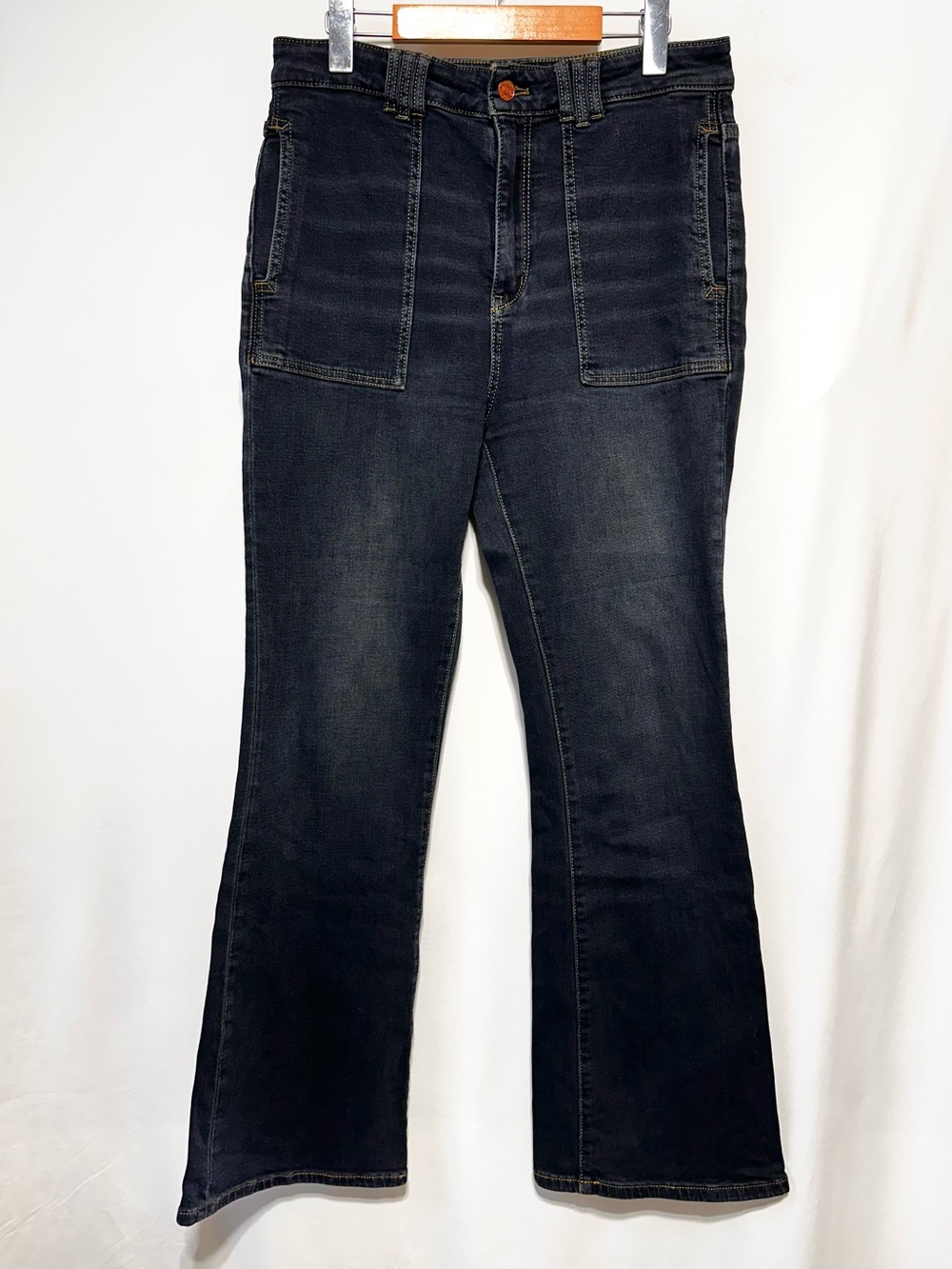 Pilcro The Icon Size 30 Dark Wash High Rise Flare Utility Jeans